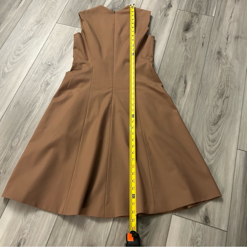 MM Lafleur Women’s Fit & Flare Dress Camel Brown Size 0 Pockets Lined Career - Picture 5 of 11